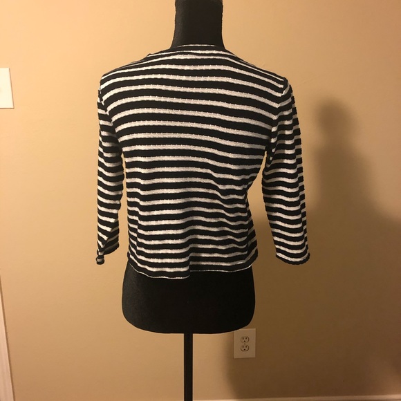Cropped! M Free People Striped Crop 3/4 Sleeve - Picture 2 of 4